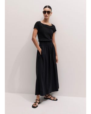 ME+EM Knit Mixed Media Fit And Flare Maxi Dress - Natural
