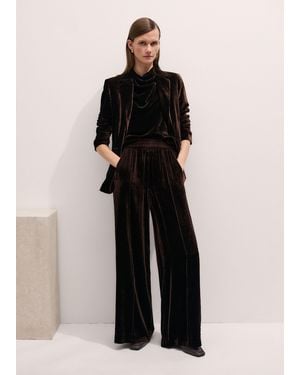 ME+EM Silk Blend Vevelt Wide Leg Trouser - Black