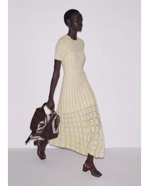 ME+EM Textured Pointelle Knit Maxi Dress + Slip-Cream - Natural