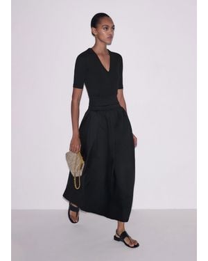 ME+EM V-Neck Smocked Skirt Maxi Dress - Blue