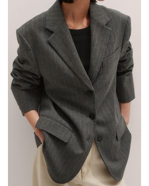 ME+EM Pinstripe Intelligent Oversized Blazer - Gray
