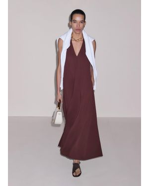 ME+EM Deep V Halterneck Full Length Dress - Purple