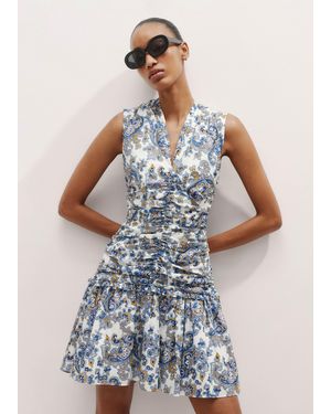 ME+EM Cotton Geo Paisley Print Short Dress - White