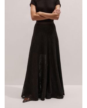 ME+EM Embroidered Tulle A-Line Maxi Skirt - Black