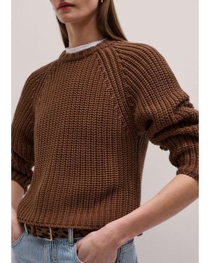 ME+EM Chunky Cotton Raglan Jumper - Brown