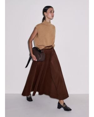 ME+EM Micro Cord Maxi Skirt + Belt - Brown
