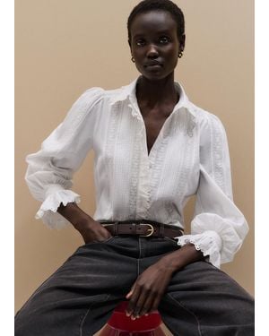 ME+EM Cotton Voile Trim Detail Blouse - Multicolor