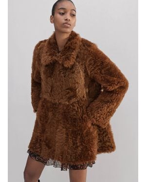 ME+EM Luxe Shearling Swing Coat - Brown
