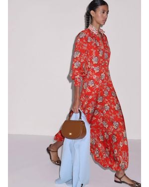 ME+EM Fit & Flare Ornate Paisley Print Maxi Dress - Red