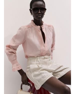 ME+EM Cheesecloth Pleat Detail Blouse - Pink