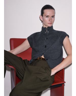 ME+EM High Neck Relaxed Vest Charcoal Mélange - Grey