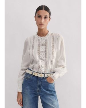 ME+EM Cotton Voile Lace Top - White