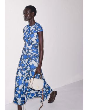 ME+EM Shadow Paradise Print Ruched Maxi Dress - Blue