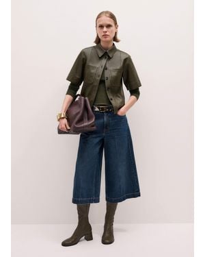 ME+EM Crease Front Denim Culotte - Blue