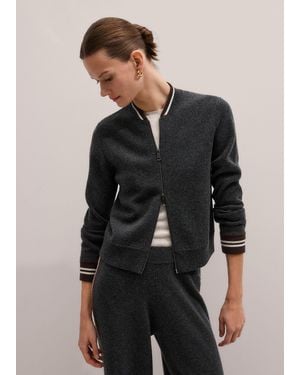 ME+EM Knit Bomber Jacket Charcoal Melange/Chocolate - Black
