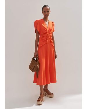 ME+EM Textured Pleat Front Midi Dress Zing