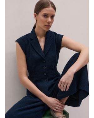 ME+EM Textured Short Sleeve Jacket - Blue
