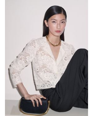 ME+EM Delicate Lace Jacket Blouse - Black