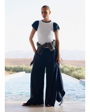ME+EM Cheesecloth Wide-Leg Trouser - Blue