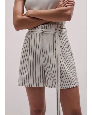 ME+EM Striped Short + Belt Ivory-Cinnamon - Brown