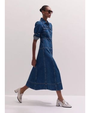 ME+EM Panelled Fit And Flare Midi Dress - Blue