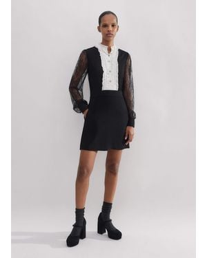 ME+EM Monochrome Lace Detail Mini Dress/Light Cream - Black