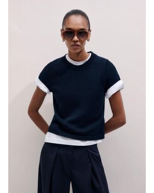 ME+EM Shrunken Straight Knit Baby Tee - Blue
