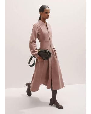 ME+EM Soft Cord Pleated Midi Dress - Pink