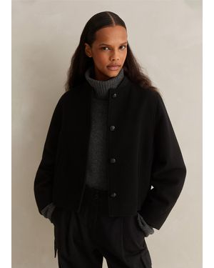 ME+EM Italian Wool Sculptural Sleeve Cropped Jacket - Black