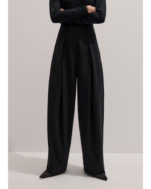 ME+EM Exaggerated Tapered Pleat Trouser - Black