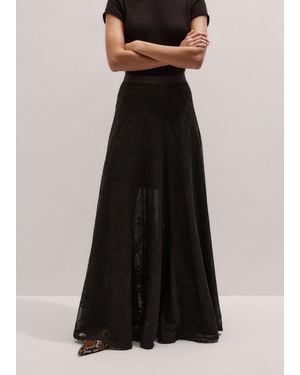 ME+EM Embroidered Tulle A-Line Maxi Skirt - Black