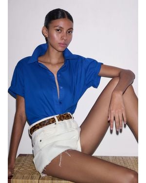 ME+EM Washed Cotton Short Sleeve Shirt - Blue