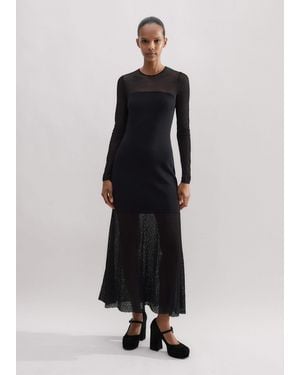 ME+EM Lace Stitch Evening Maxi Dress - Black
