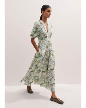 ME+EM Silk Delicate Paisley Print Maxi Dress - Natural