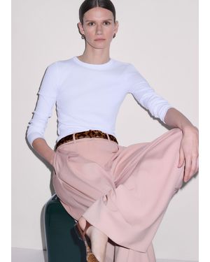 ME+EM Cotton Rib Long Sleeve Top - White