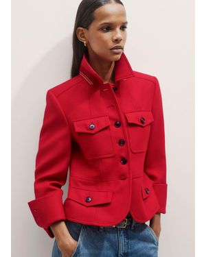 ME+EM Italian Wool Twill Military Jacket - Red