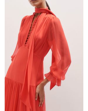ME+EM Silk Full-Length Dress + Tie - Red