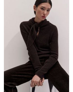 ME+EM Responsible Alpaca Half Zip Jumper + Scarf - Black