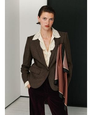 ME+EM Short Sharp Shoulder Blazer - Black