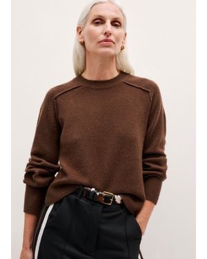 ME+EM Cashmere Relaxed Balloon Sleeve Jumper + Snood - Brown