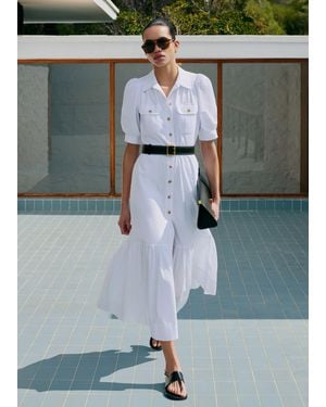 ME+EM Seersucker Midi Shirt Dress + Belt - Grey