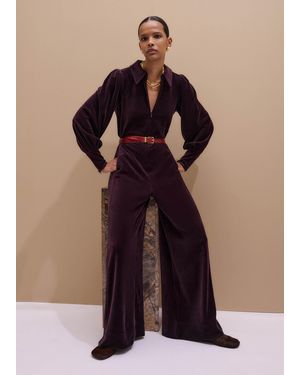ME+EM Velour Jumpsuit + Belt - Black