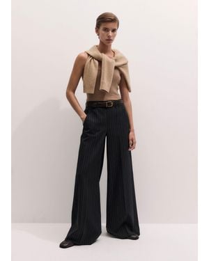 ME+EM Pinstripe Wide Leg Trouser - Black