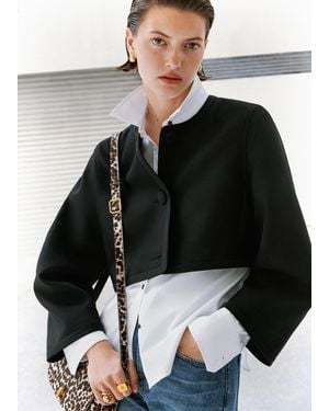 ME+EM Silk Wool Cropped Jacket - Black