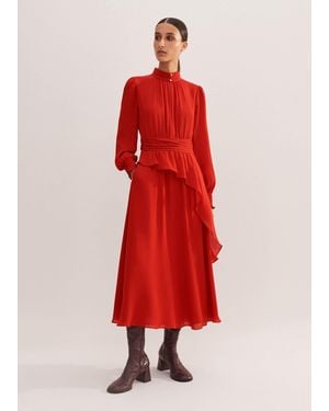 ME+EM Silk Midi Dress - Red