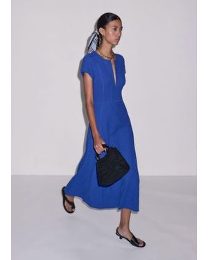 ME+EM Short Sleeve Fit And Flare Maxi Dress - Blue