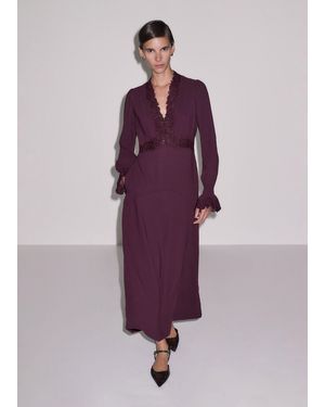 ME+EM Fit & Flare Lace Detail Maxi Dress - Purple