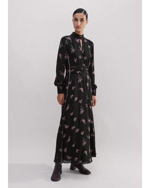 ME+EM Silk Scattered Floral Print Maxi Dress - Black