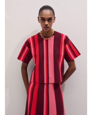 ME+EM Milano Stripe Relaxed Knit Tee - Red