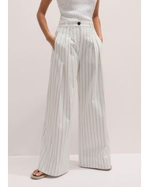 ME+EM Italian Cotton Double Pleat Wide Leg Trouser - Multicolour